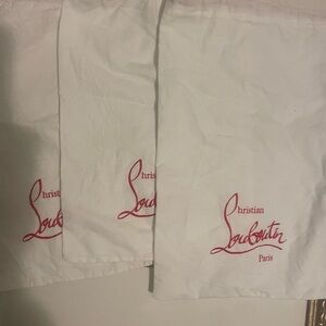 Christian Louboutin  3 white shoe Dust Bags with Red Logo